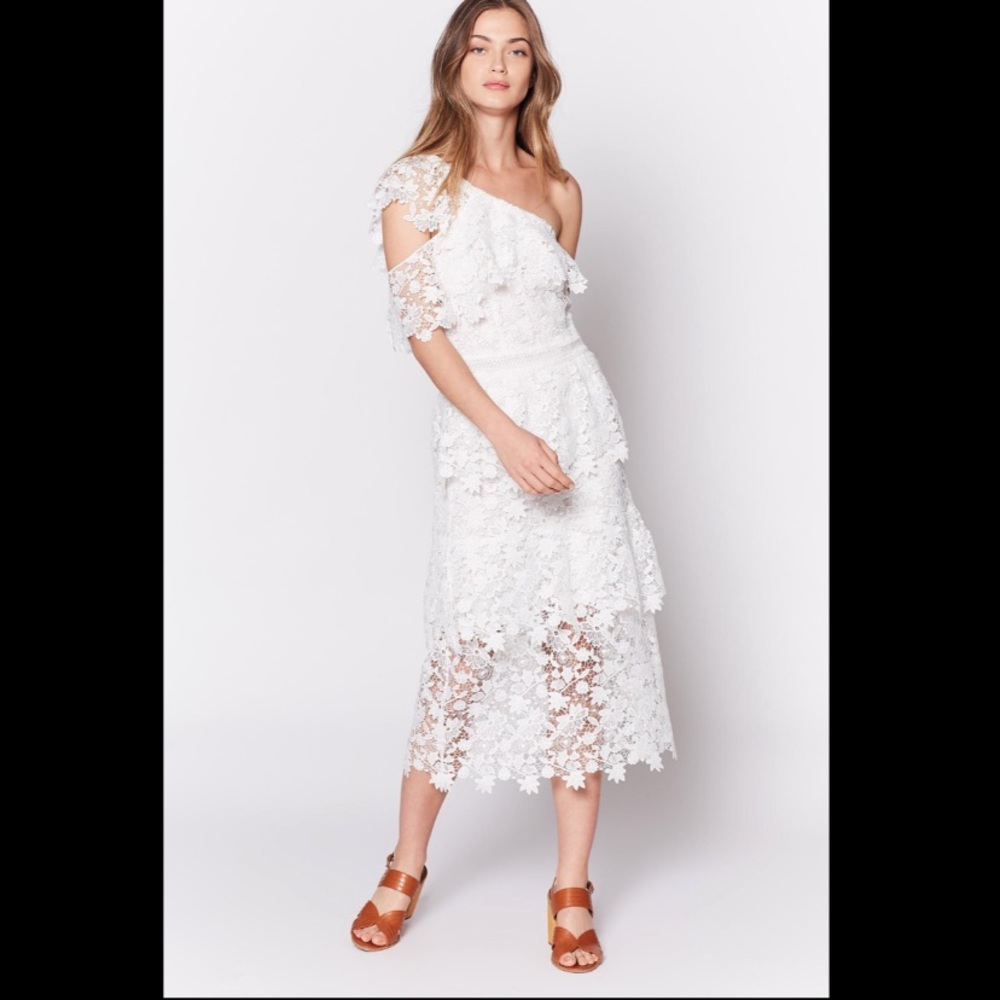 NWT Joie a Elisa white lace tiered ruffle dress